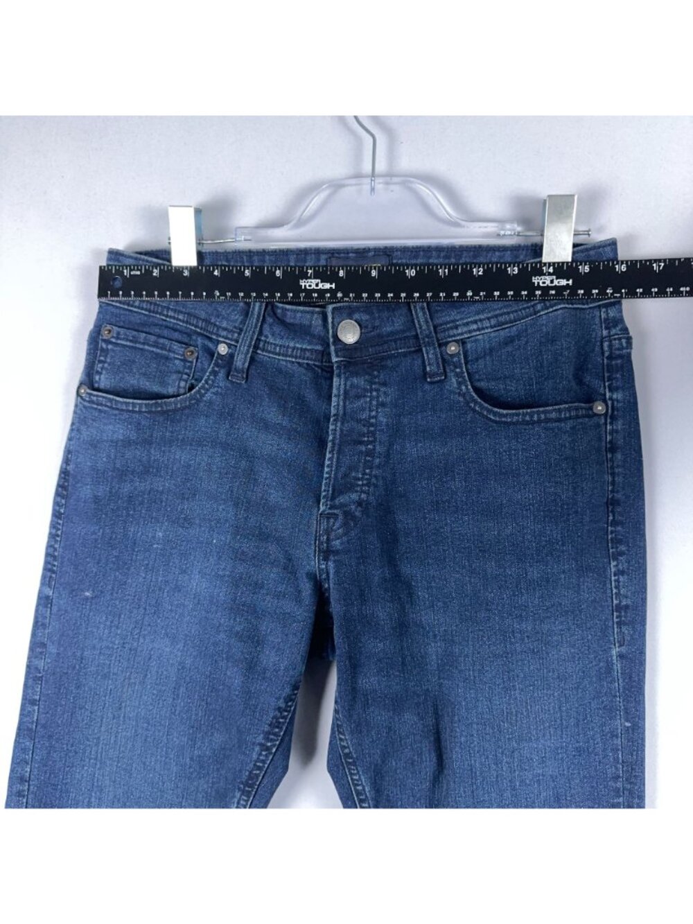 Jack & Jones Glenn Slim Fit Jeans Mens Size 32x34 Blue Dark Wash Mid Rise - Picture 7 of 12